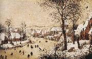 Winter Landscape with Skaters and Bird Trap BRUEGEL, Pieter the Elder